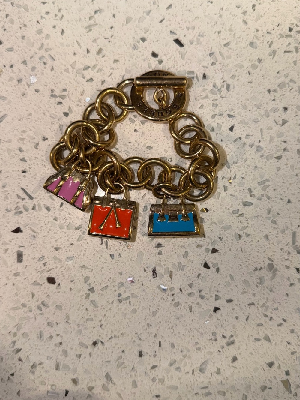 Dooney & Bourke Gold-Tone Charm Bracelet with Pink, Orange & Blue Enamel - Picture 2 of 5